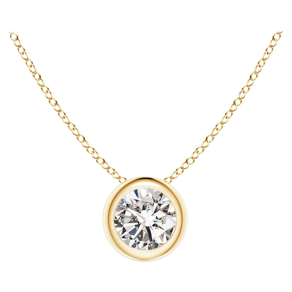 Ciondolo con diamante incastonato in oro giallo 18K (Colore-I-J)  Chiarezza-I1-I2)