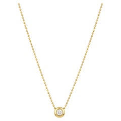 Bezel Set Diamond Pendant on Yellow Gold Ball Chain Necklace