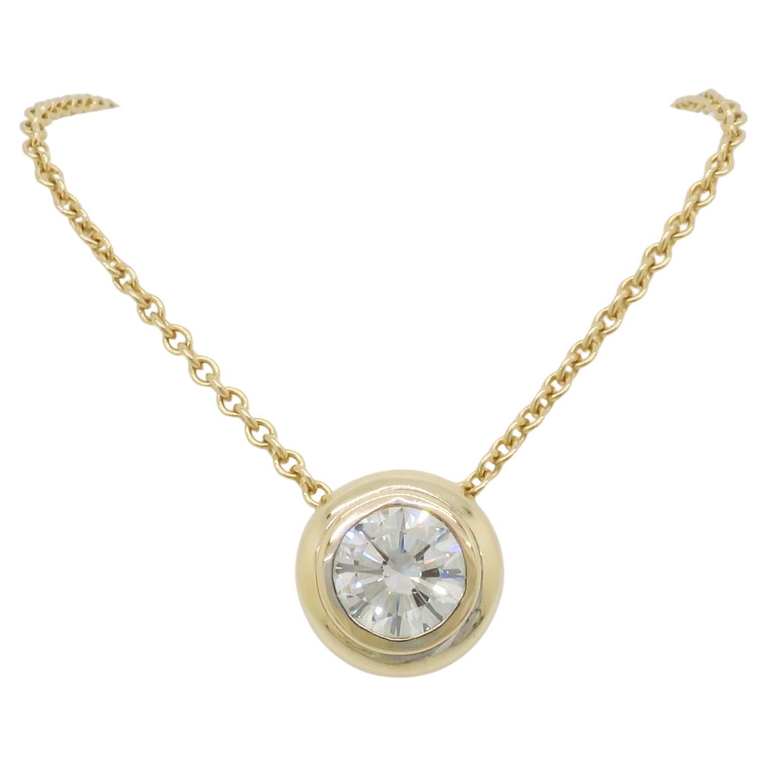 Bezel Set Diamond Slide Pendant Necklace