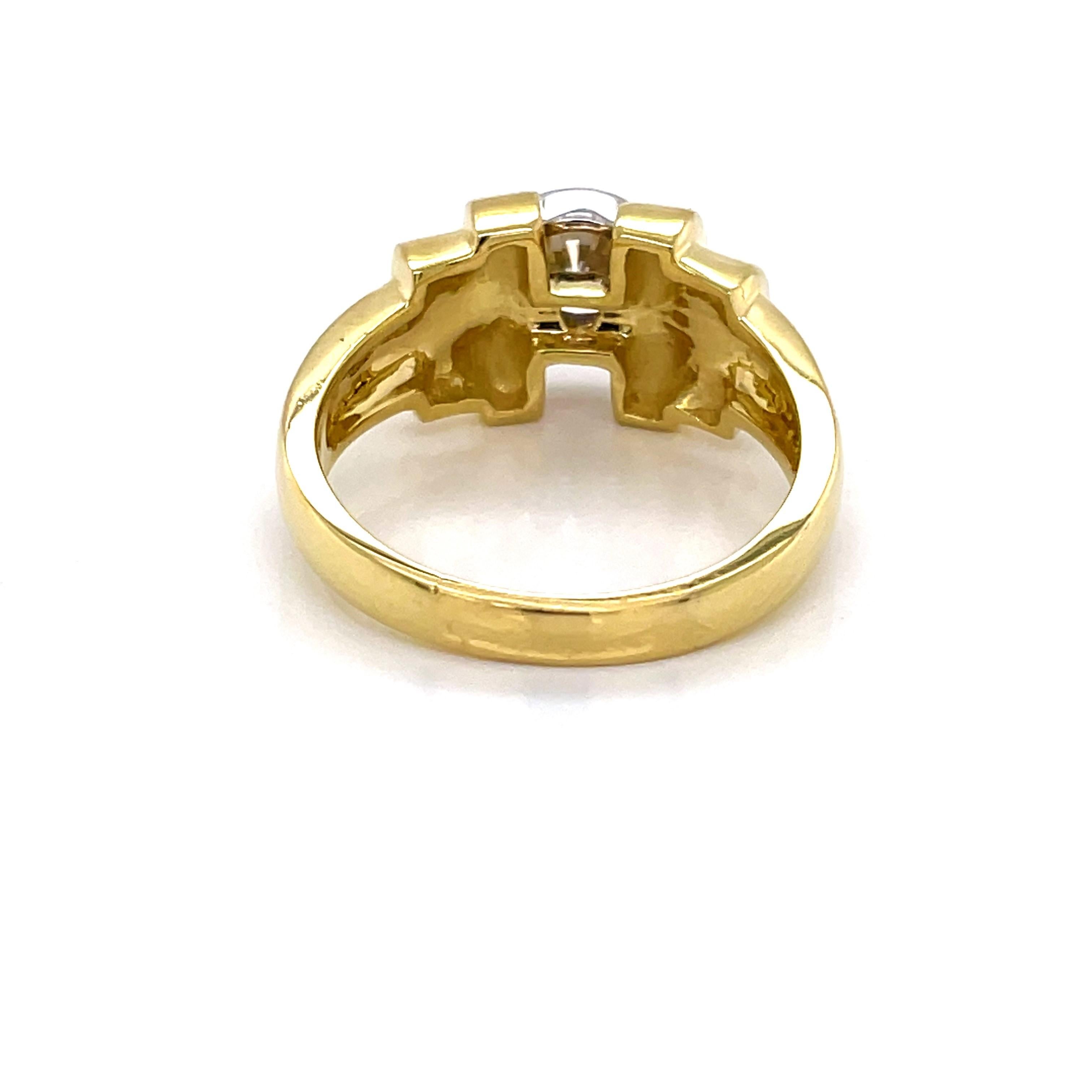 Bezel Set Diamond Solitaire 18 Karat Yellow Gold Estate Ring For Sale 2