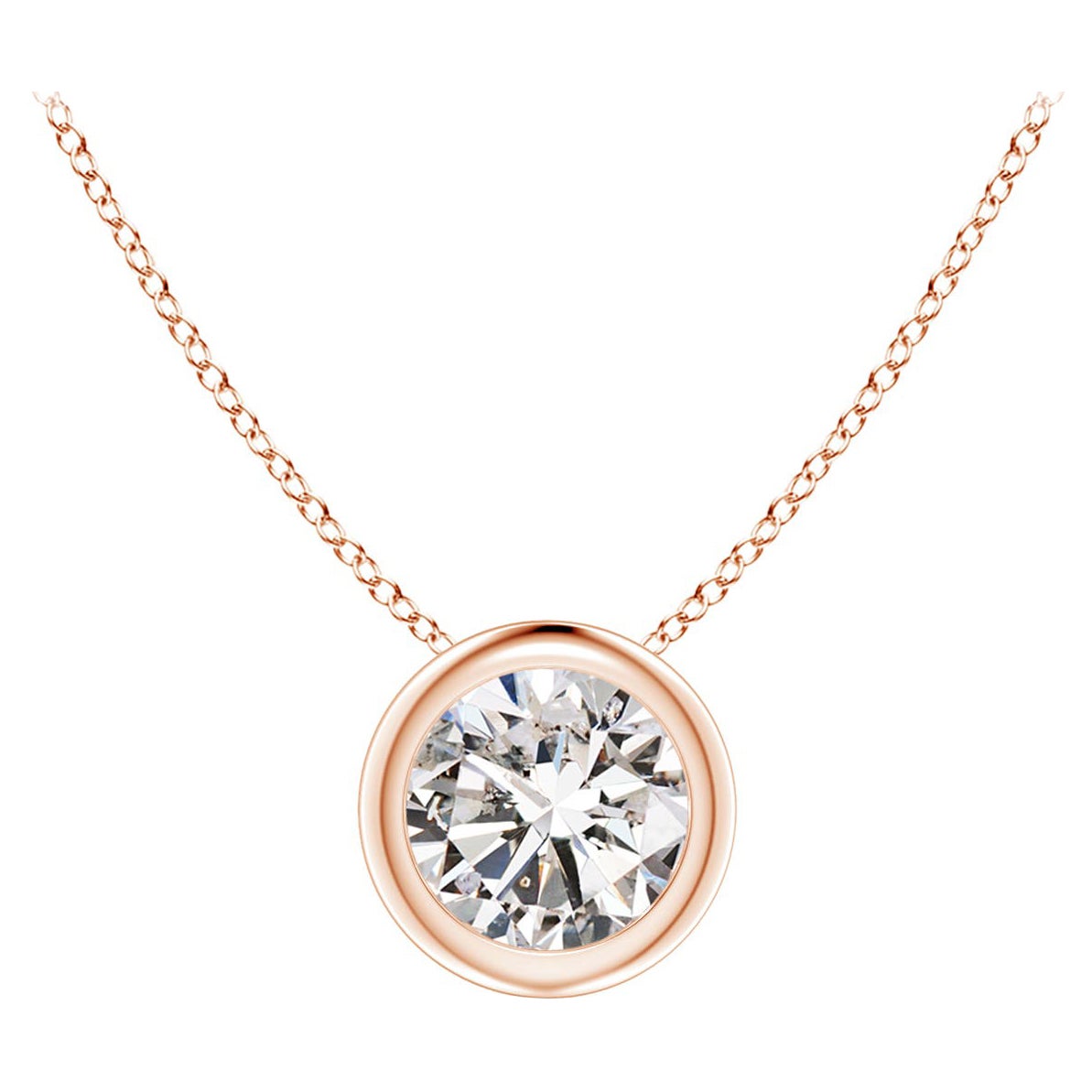 Solitär-Anhänger aus 14 Karat Roségold mit Diamanten in Lünettenfassung (Color-I-J  Klarheit-I1-I2)