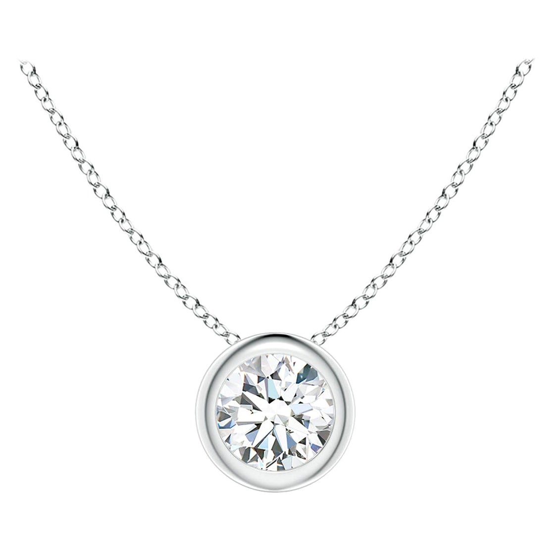 Solitär-Anhänger mit Diamanten in Lünettenfassung aus 14K Weißgold (Farb-G  Klarheit-VS2)