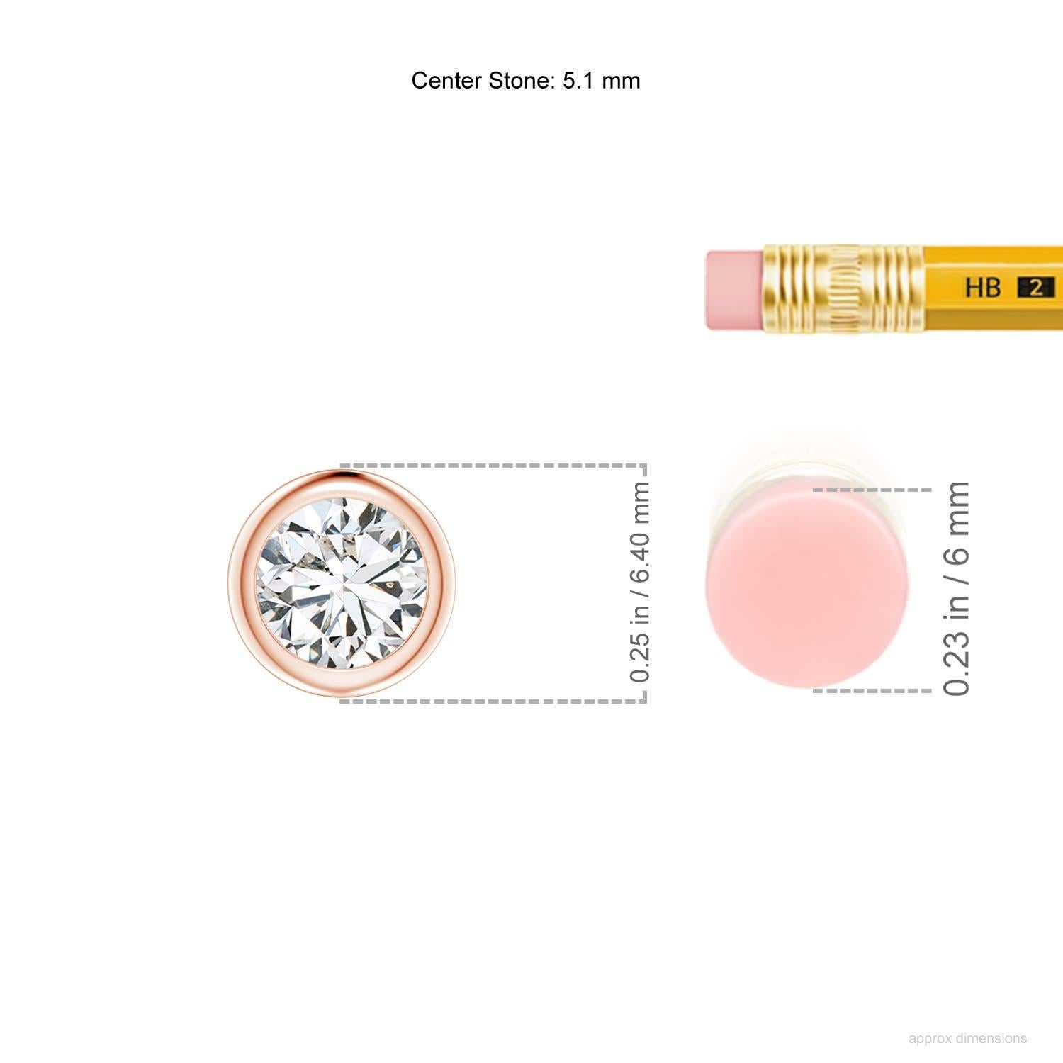 Moderne Pendentif solitaire en or rose 18 carats serti d'un chaton (Couleur-H)  Clarté-SI2) en vente