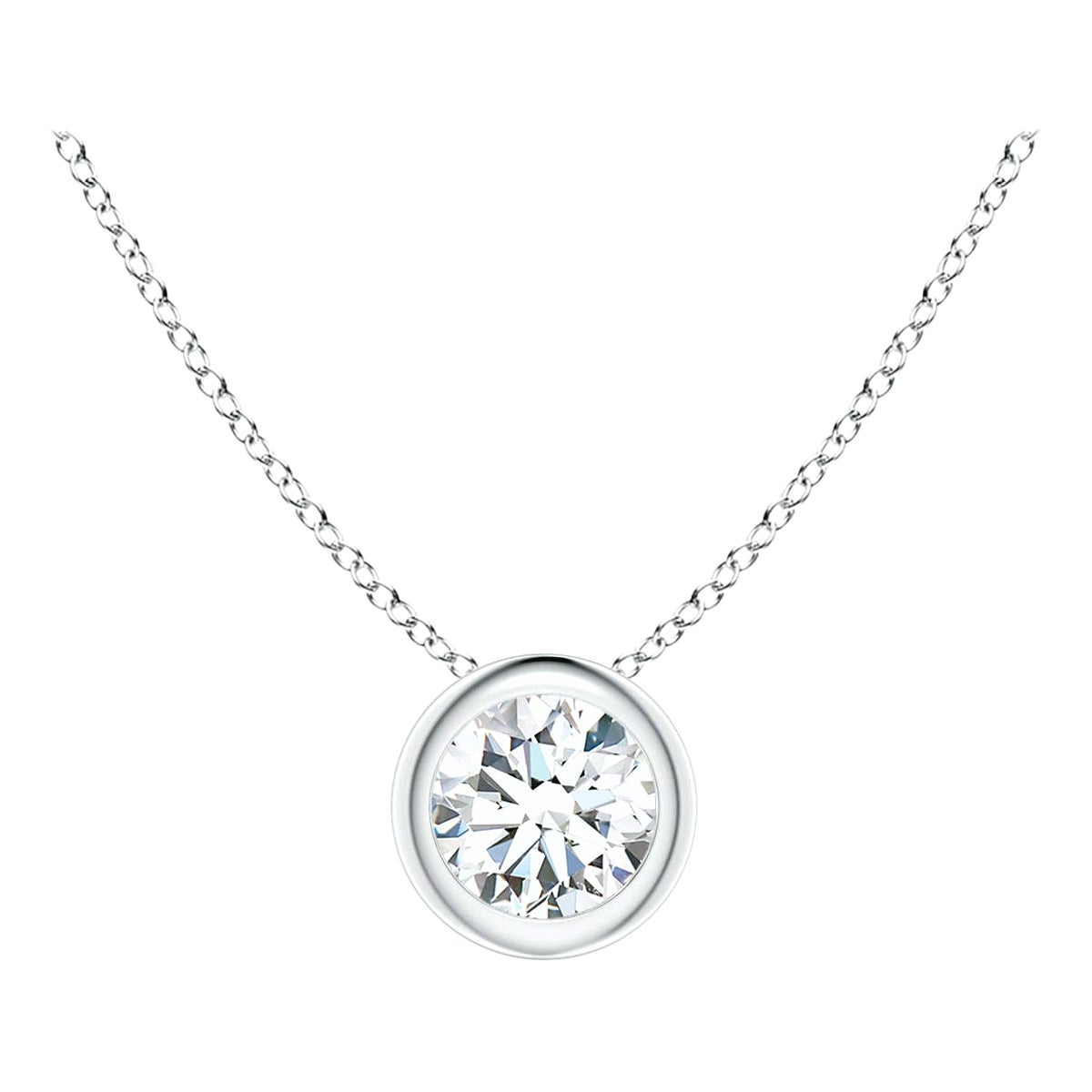Solitär-Anhänger mit Diamanten in Lünettenfassung aus 18K Weißgold (Farb-G  Klarheit-VS2) im Angebot