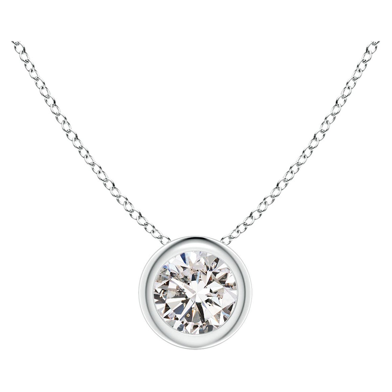 Solitär-Anhänger aus Platin mit Diamanten in Lünettenfassung (Color-I-J  Klarheit-I1-I2)