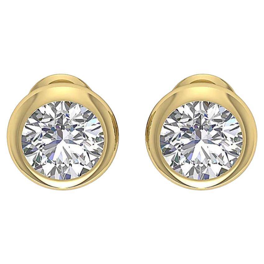 Bezel Set Diamond Studs in 18k Yellow Gold 0.50 TCW For Sale
