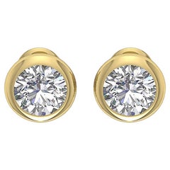 Clous d'oreilles en or jaune 18k avec diamants sertis à la lunette 0,50 TCW