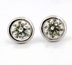 Borchie con diamante incastonato, stile Martini, oro bianco 14 carati 1,02 carati
