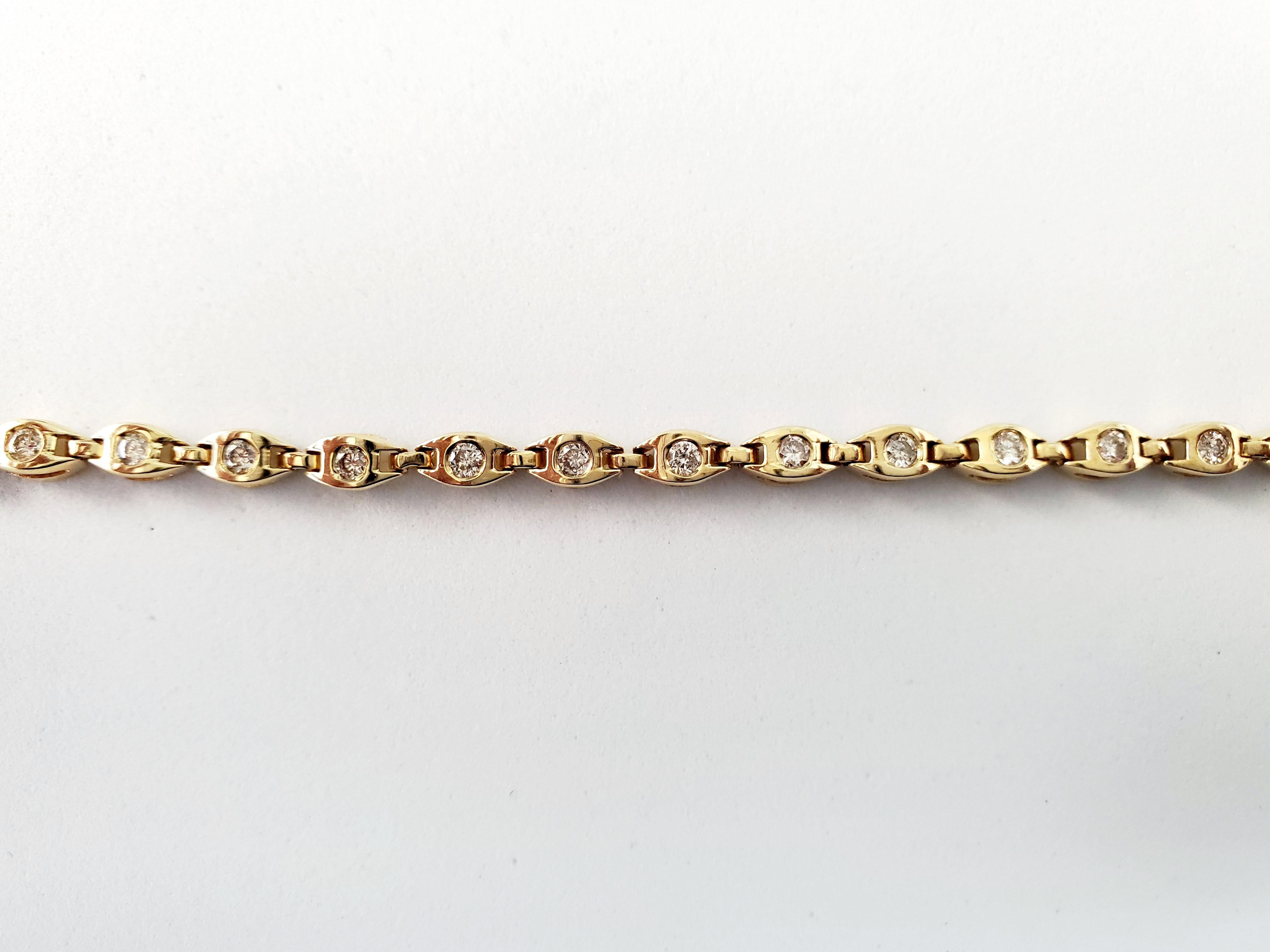 Pulsera de tenis con diamantes engastados en bisel 1,00cttw Oro amarillo de 14 quilates en Nuevo estado para la venta en Sugar Land, TX