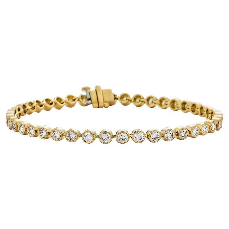Bezel Set Diamond Tennis Bracelet, 14K Yellow Gold, 3 Carats