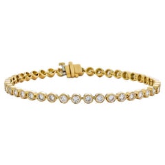 Bracelet tennis en or jaune 14 carats avec diamants sertis sur le chaton, 3 carats