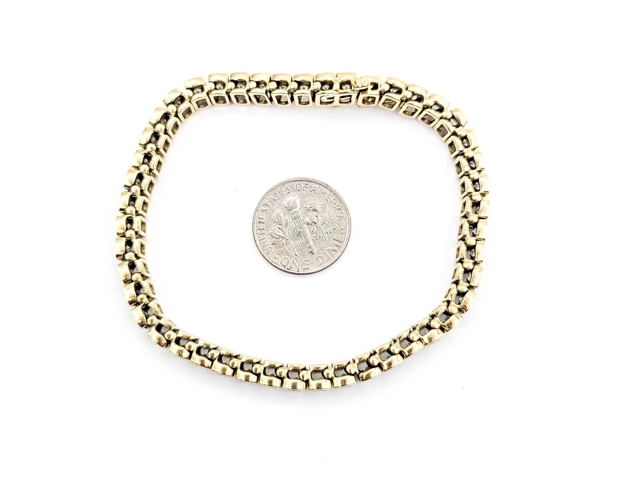 Pulsera de tenis con diamantes engastados en bisel en oro amarillo de 14k en venta 4
