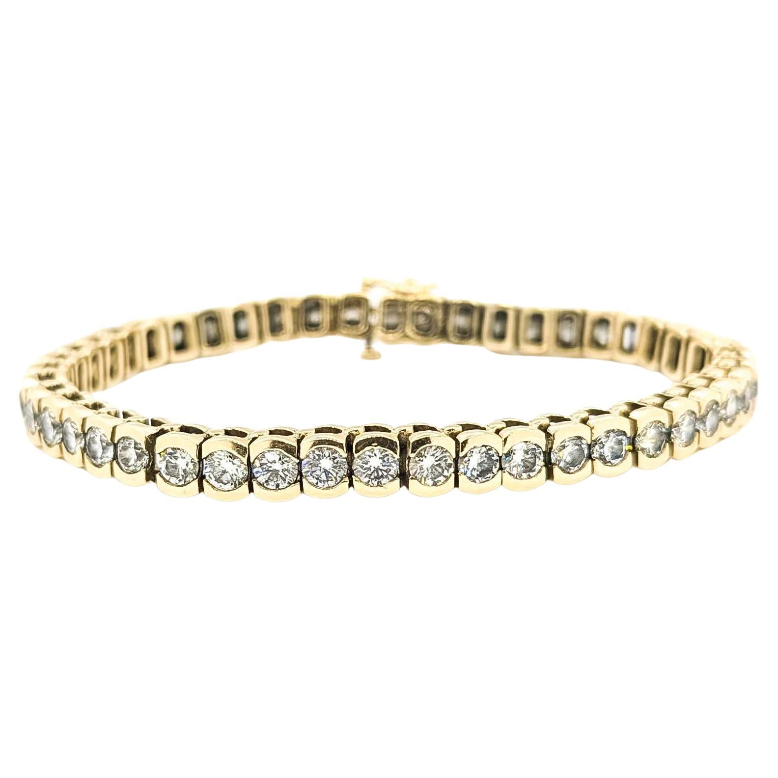 Bracelet de tennis en or jaune 14k serti de diamants
