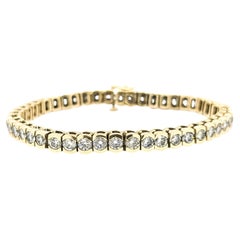 Bezel-Set Diamond Tennis Bracelet in 14k Yellow Gold