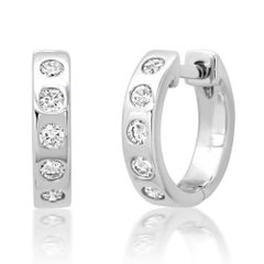 Bezel Set Diamonds 14K (or 18k upon request) Gold Huggie Hoop Earrings