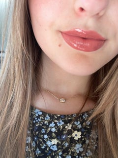 Bezel Set Emerald Cut 18K Gold Diamond Necklace