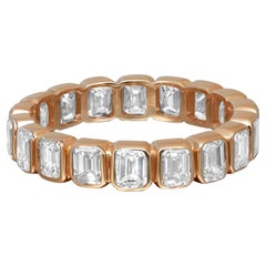 Bezel Set Emerald Cut Diamond Eternity Band Ring 14K Yellow Gold 3.35Cttw Size 6