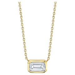 Diamant-Halskette mit Smaragdschliff aus 18 Karat Gold mit Lünette