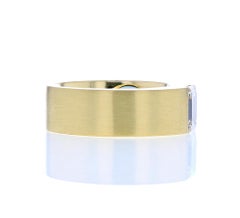 Bezel Set Emerald Diamond Men's Wedding Band in Yellow Gold