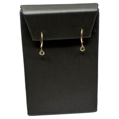 Bezel Set Emerald Drop Dangle Earrings in 14kt Yellow Gold - 0.15ctw Emeralds
