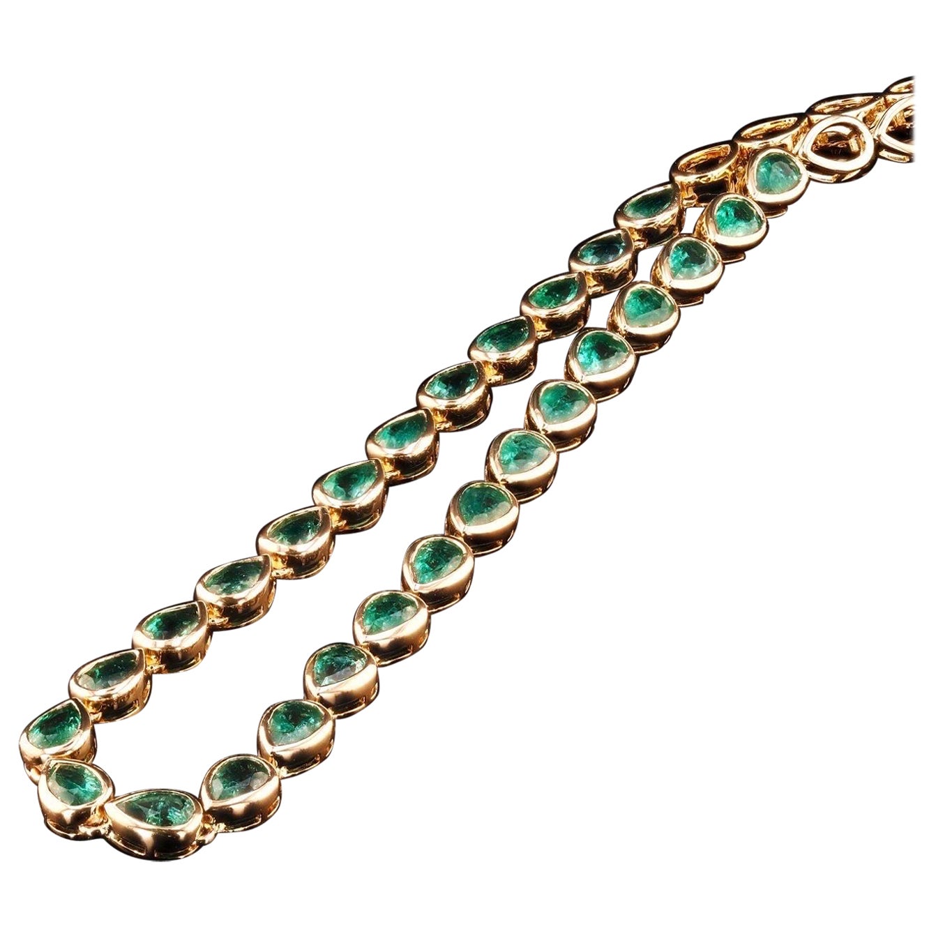 Bezel Set Emerald Necklace