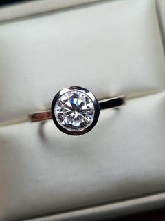 Bezel Set Engagement Ring For Women 925 Sterling Silver Moissanite band.