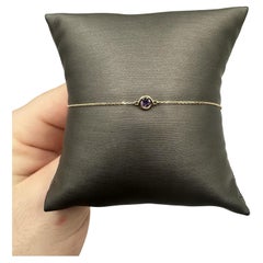 Bezel Set Gemstone Bracelet in 14kt Yellow Gold - 0.12ctw Amethyst, Adjustable