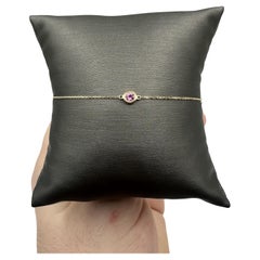 Bracciale con pietre preziose incastonate in oro giallo 14 carati - Tormalina rosa da 0,12 carati, aggiustata.