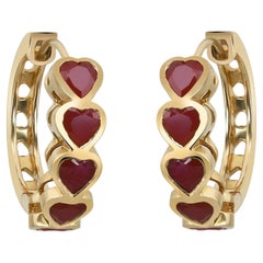 Orecchini a forma di cuore con rubino incastonato in oro giallo 14K 2,89Cttw