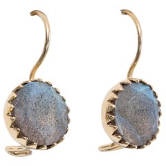 Bezel-Set Labradorite and 18 Karat Gold Drop Earrings