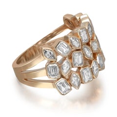 Bezel Set Marquise & Emerald Cut Diamond Band Ring 14K Yellow Gold 2.59Ctw SZ 7