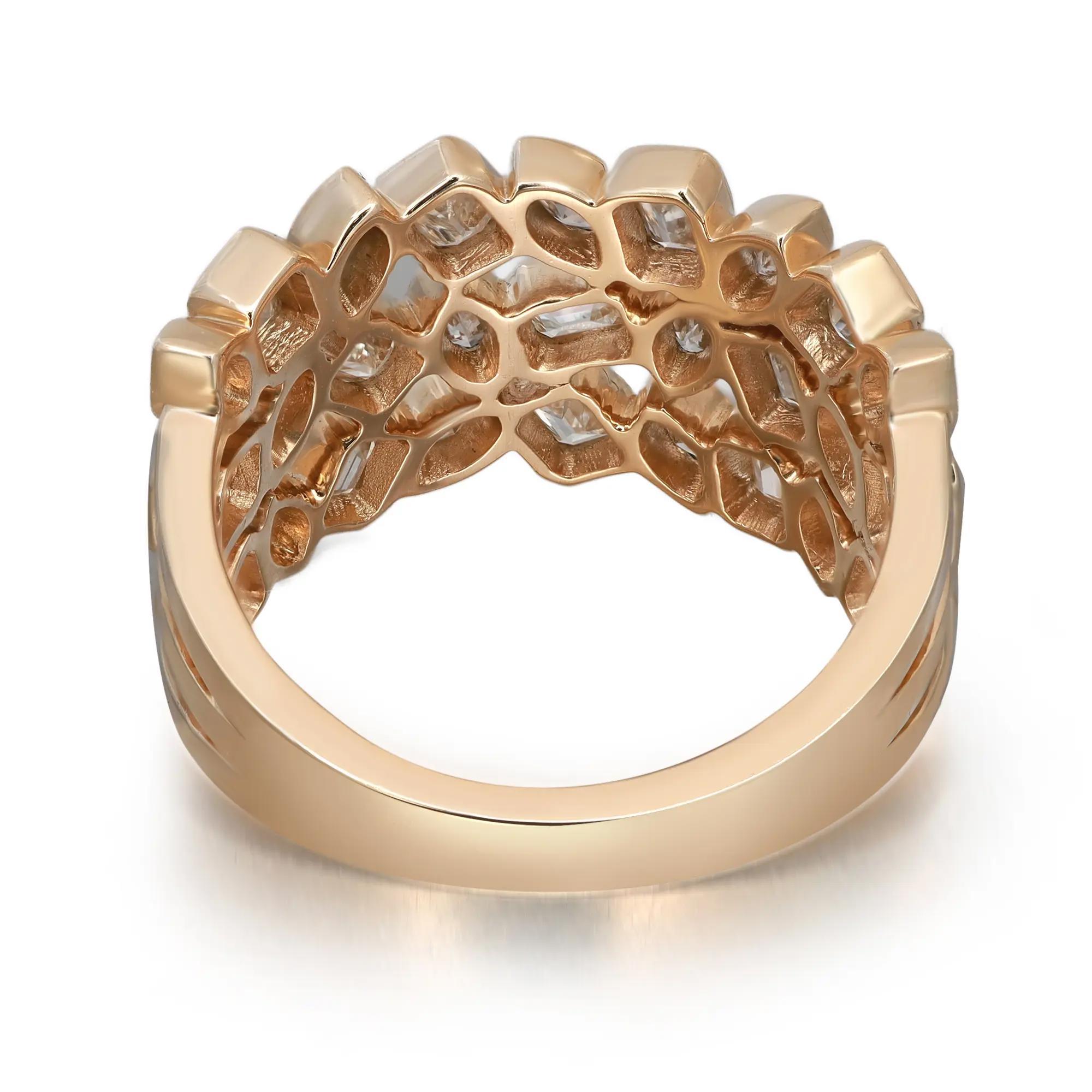 Modern Bezel Set Marquise & Emerald Cut Diamond Band Ring 14K Yellow Gold 2.59Ctw SZ 7 For Sale