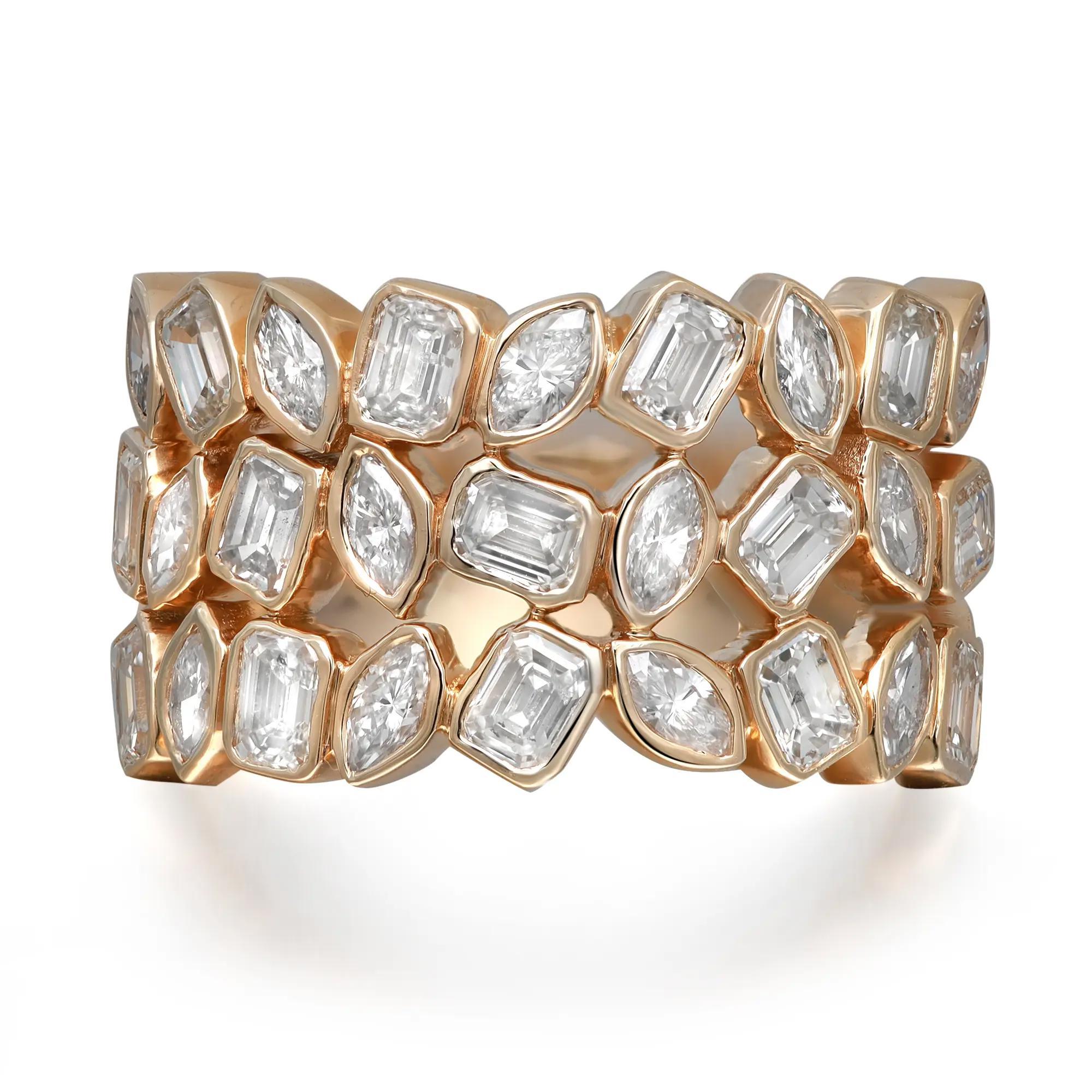 Bezel Set Marquise & Emerald Cut Diamond Band Ring 14K Yellow Gold 2.59Ctw SZ 7