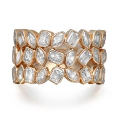 Anello a fascia con diamanti taglio marquise e smeraldo incastonati in oro giallo 14K 2,59Ctw SZ 7