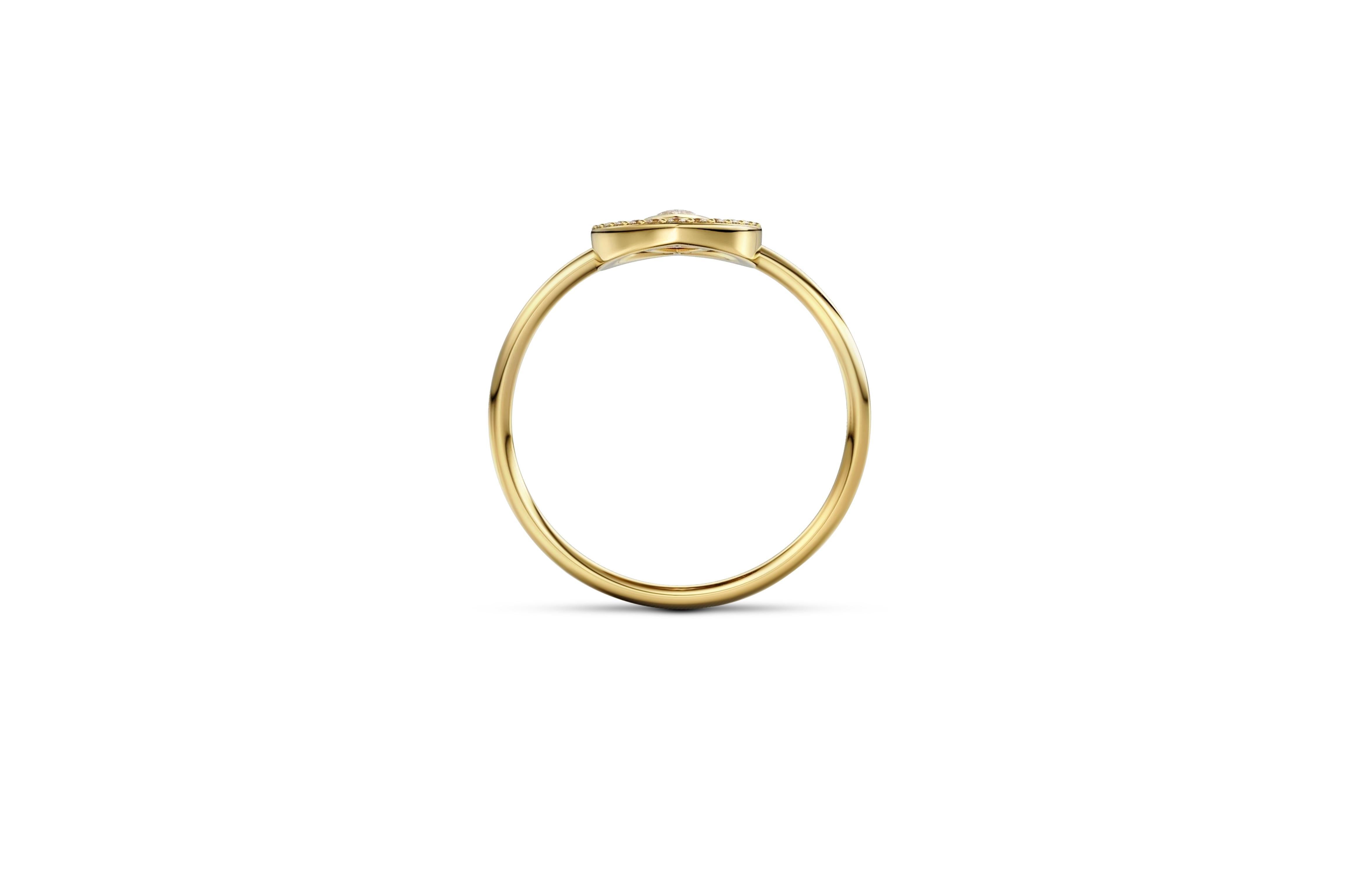 En venta: Anillo de oro de 14k con moissanita marquesa engastada en bisel  7
