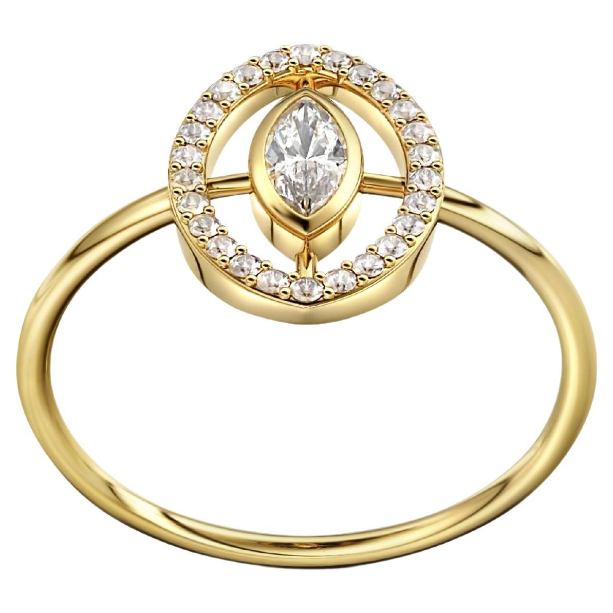 Bezel set marquise moissanite 14k gold ring