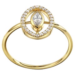 Lünettenfassung Marquise Moissanit 14k Gold Ring