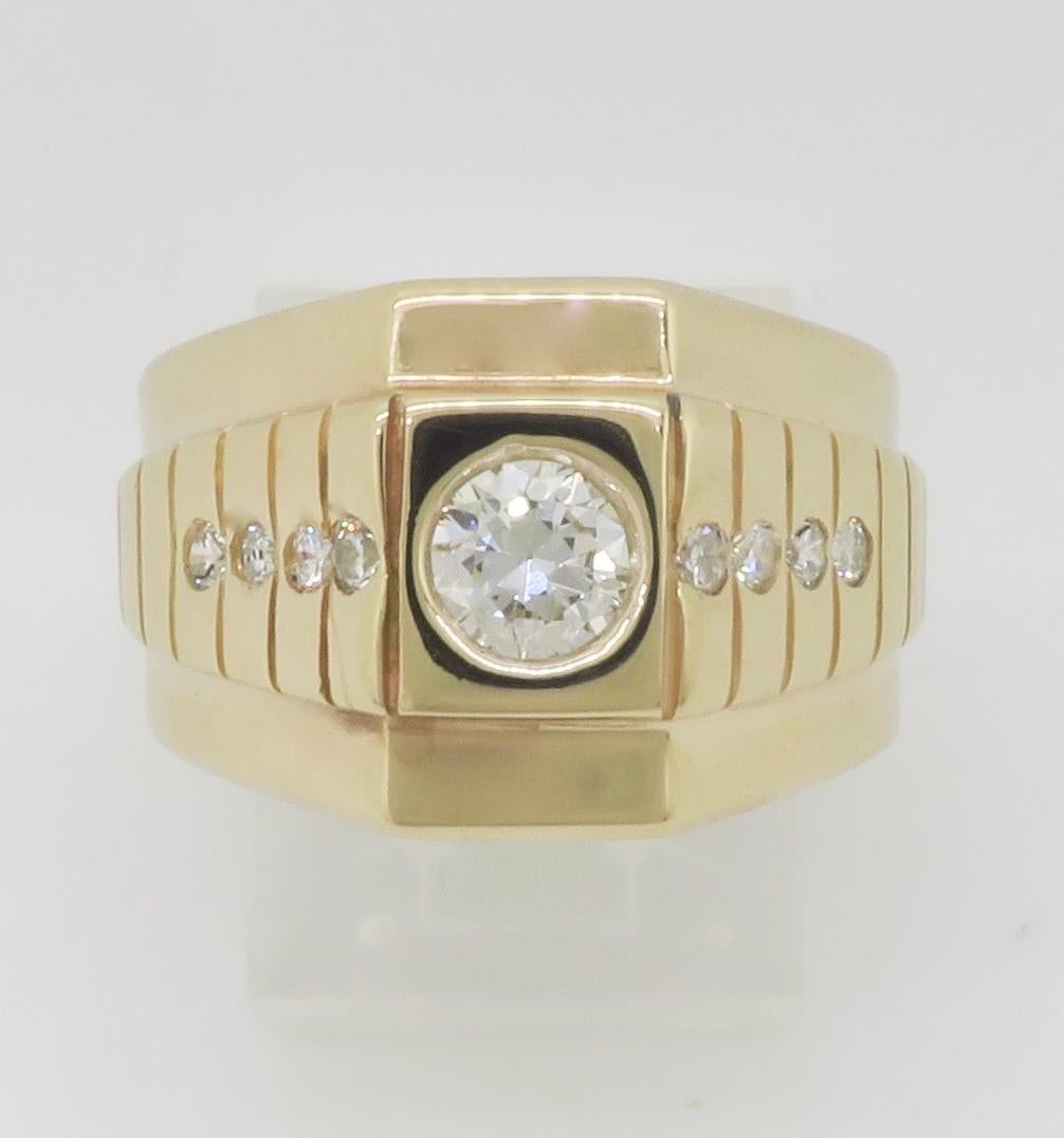 Bezel Set Men's Diamond Pinky Ring 5