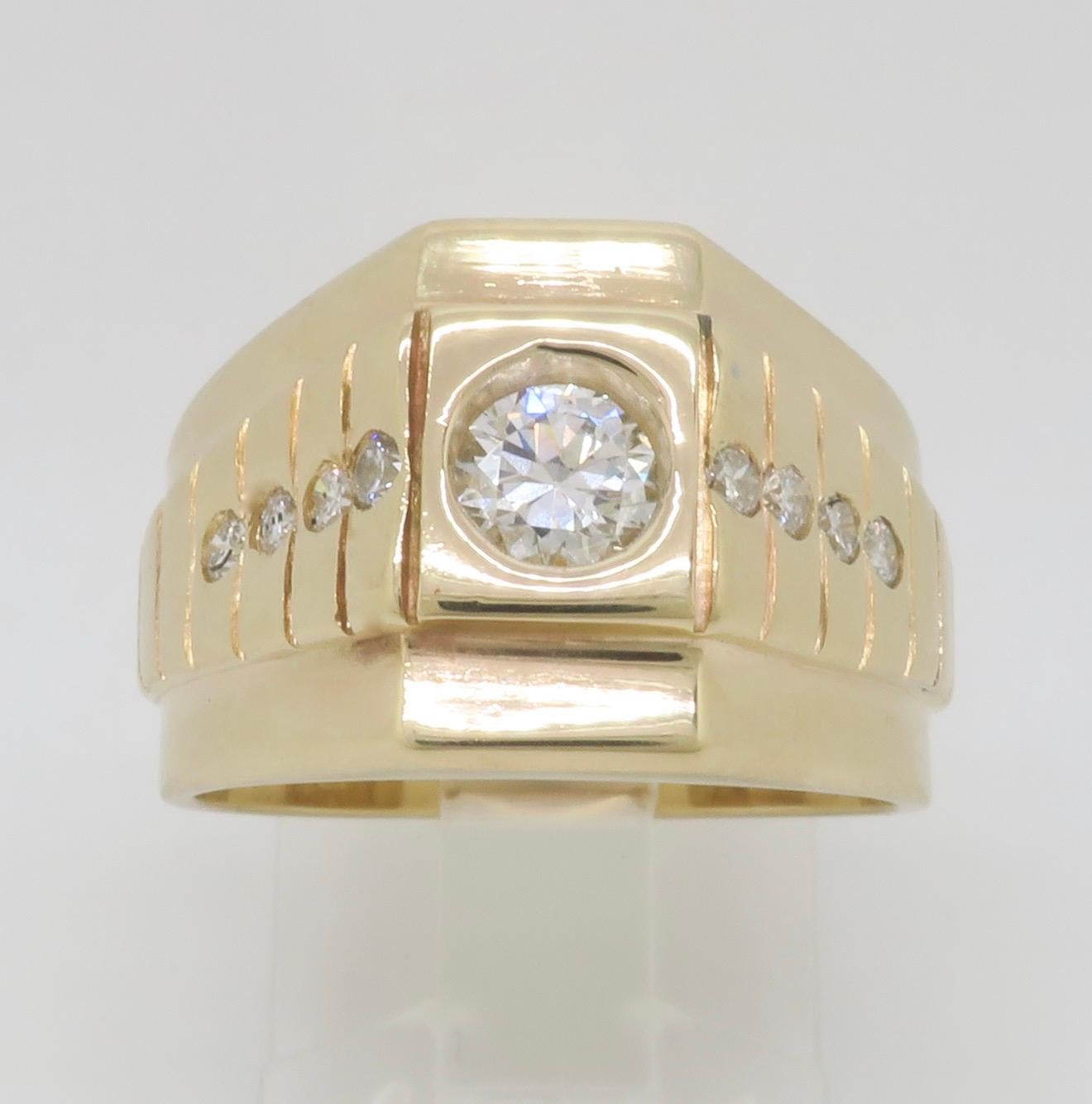 Bezel Set Men's Diamond Pinky Ring 6