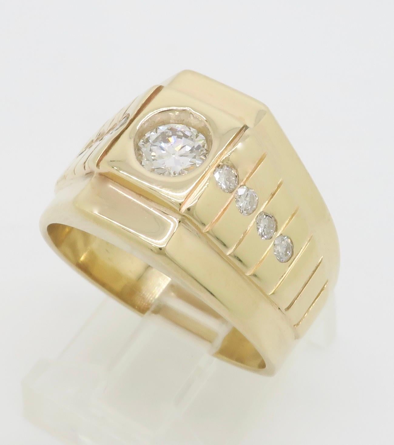 Bezel Set Men's Diamond Pinky Ring 7