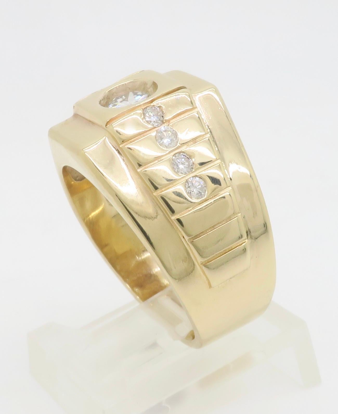 Bezel Set Men's Diamond Pinky Ring 8