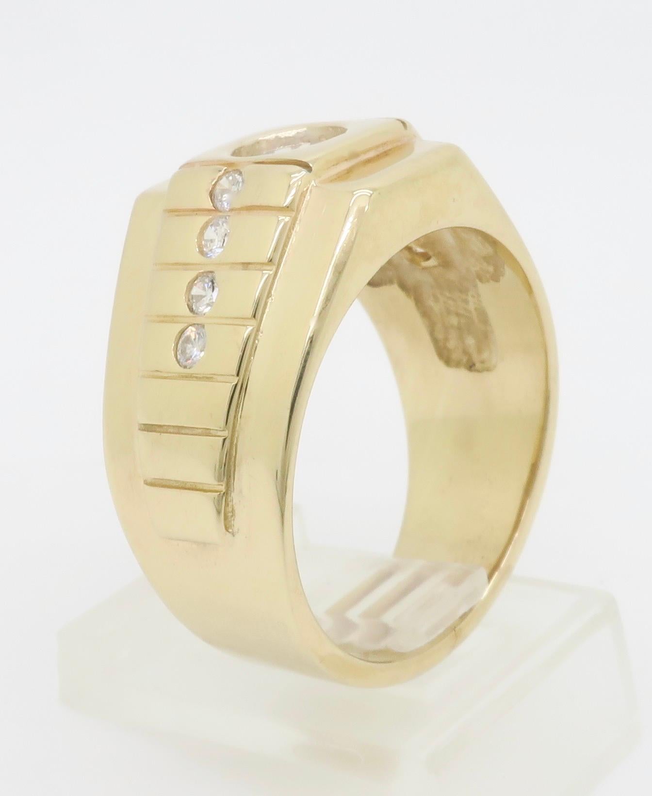 Bezel Set Men's Diamond Pinky Ring 9