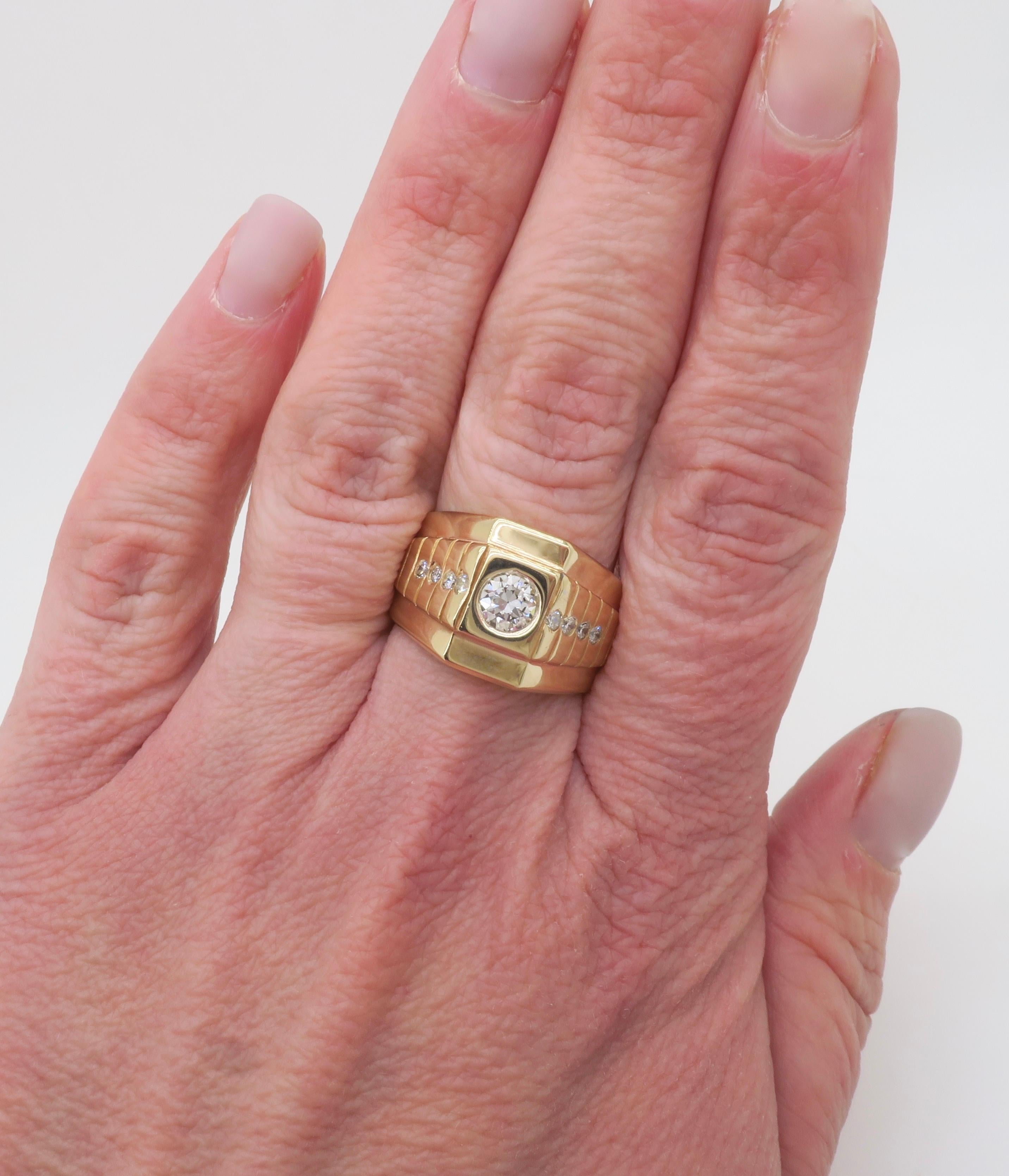 Bezel Set Men's Diamond Pinky Ring 12