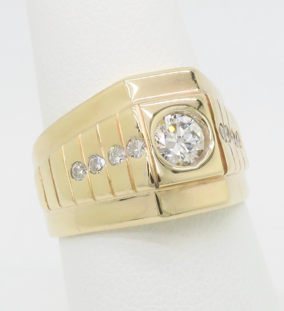 Women's or Men's Bezel Set Men's Diamond Pinky Ring