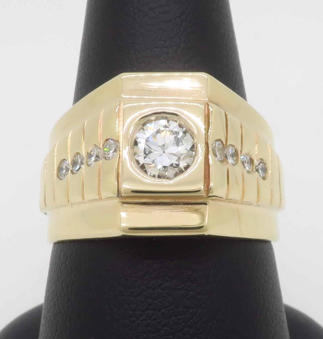 Bezel Set Men's Diamond Pinky Ring 1