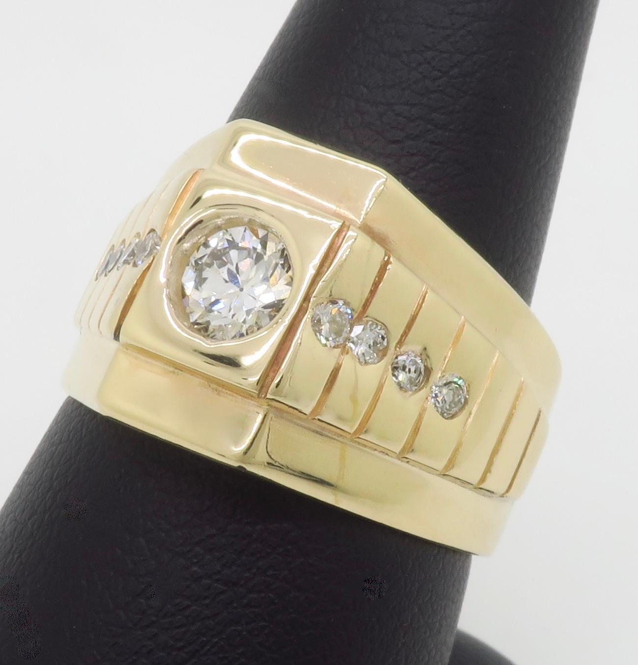Bezel Set Men's Diamond Pinky Ring 3