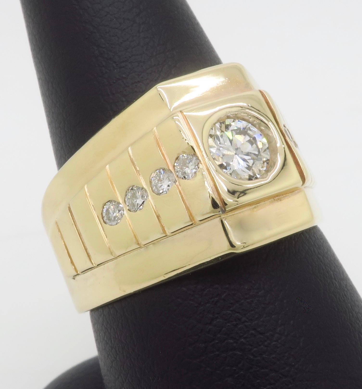 Bezel Set Men's Diamond Pinky Ring 4