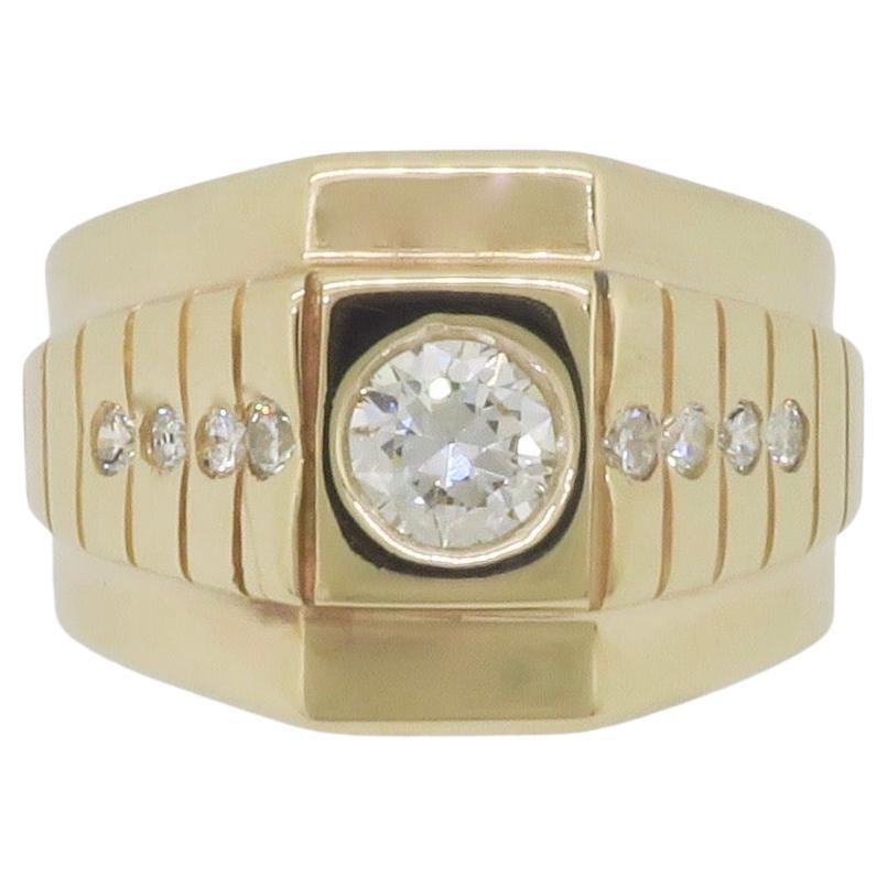 Bezel Set Men's Diamond Pinky Ring