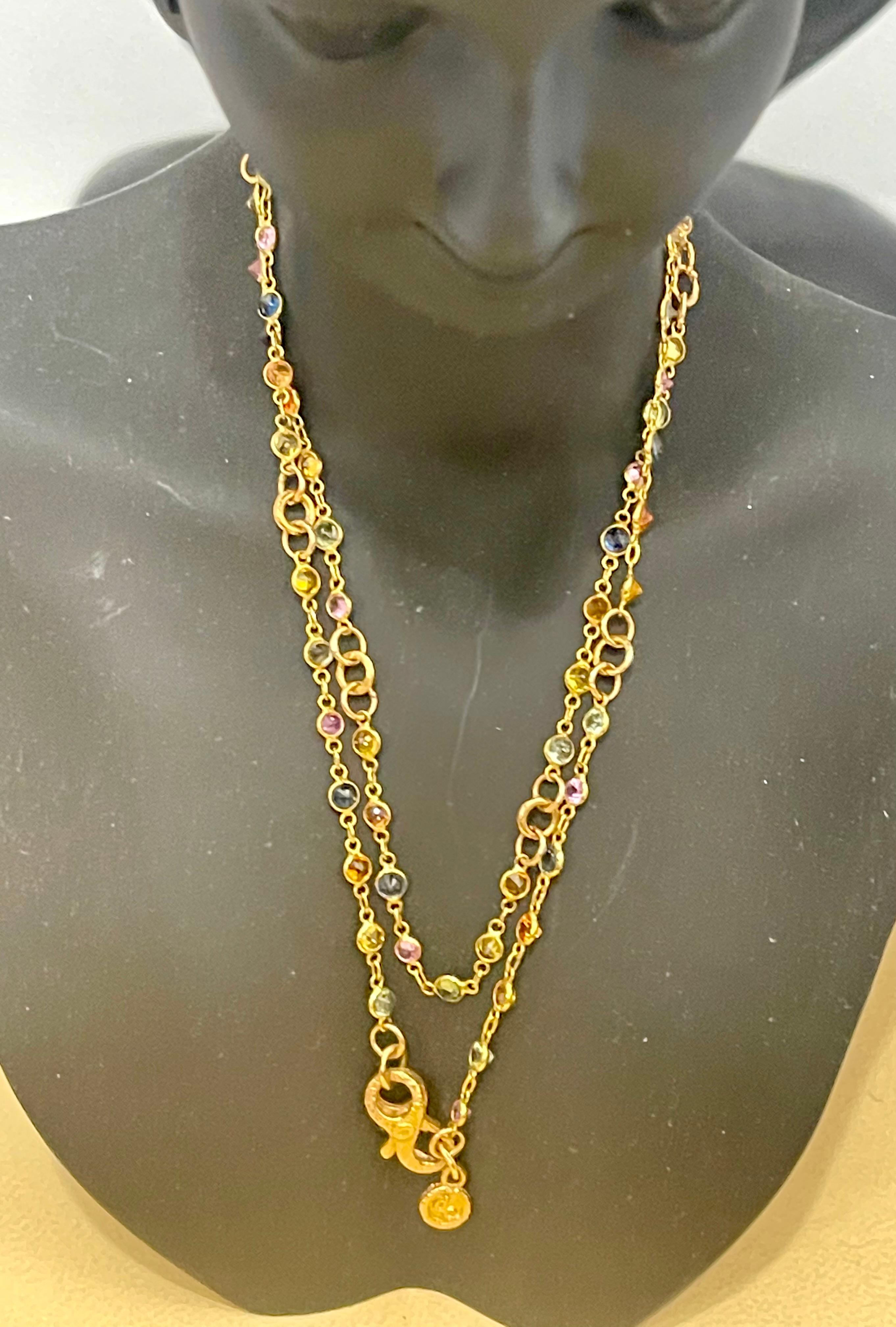 Collier station à plusieurs saphirs serti sur le chaton en or jaune 18 carats par le designer dc en vente 5