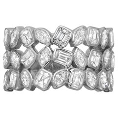 Anello a fascia con diamanti a forma multipla incastonati in oro bianco 14K 2.59Cttw Taglia 7